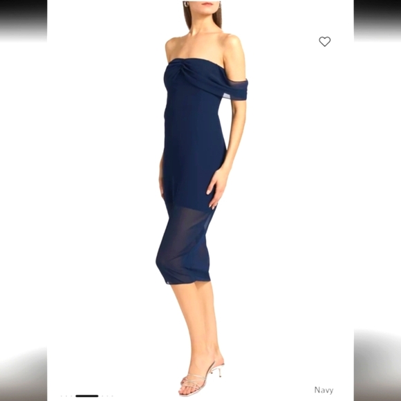 AMANDA UPRICHARD Darien Off The Shoulder Cocktail Dress - Blue - Picture 1 of 12